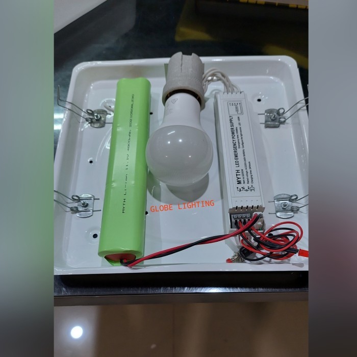 KAP LAMPU BARET KOTAK 22W KOMPLIT EMERGENCY LED N LAMPU LED 8W PHILPS