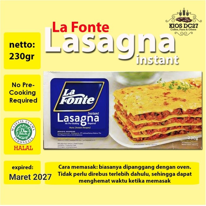 

La Fonte Lasagna Instant, Pasta Lembar 230gr EKSLUSIF