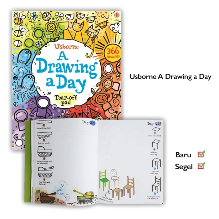 

HOT SALE! Buku Usborne A Drawing A Day Sam Smith Melatih Otak Kanan Kiri Anak