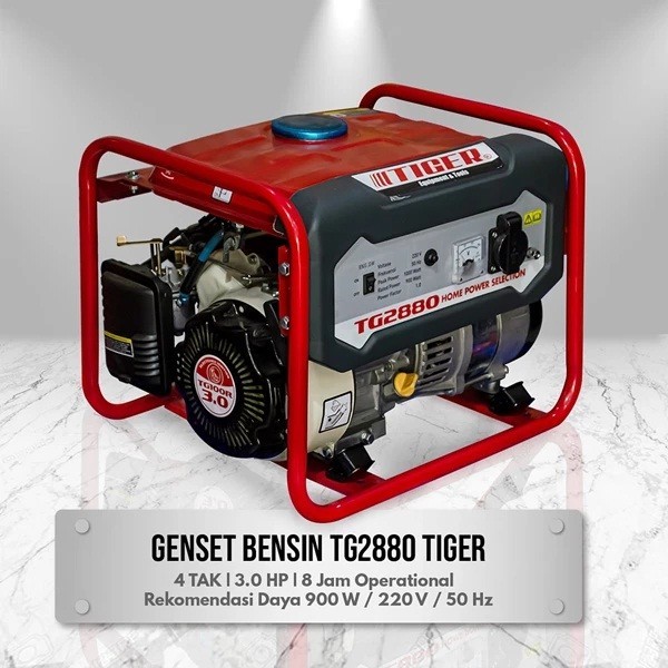 Laris Tiger Genset Generator Bensin 4 Tak 1000 Watt Avr Tg 2880