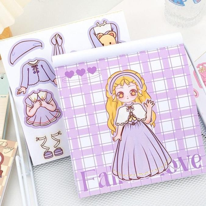 pui Buku Stiker DIY Fashion Baju Sticker Dress Up Book Lucu Korean