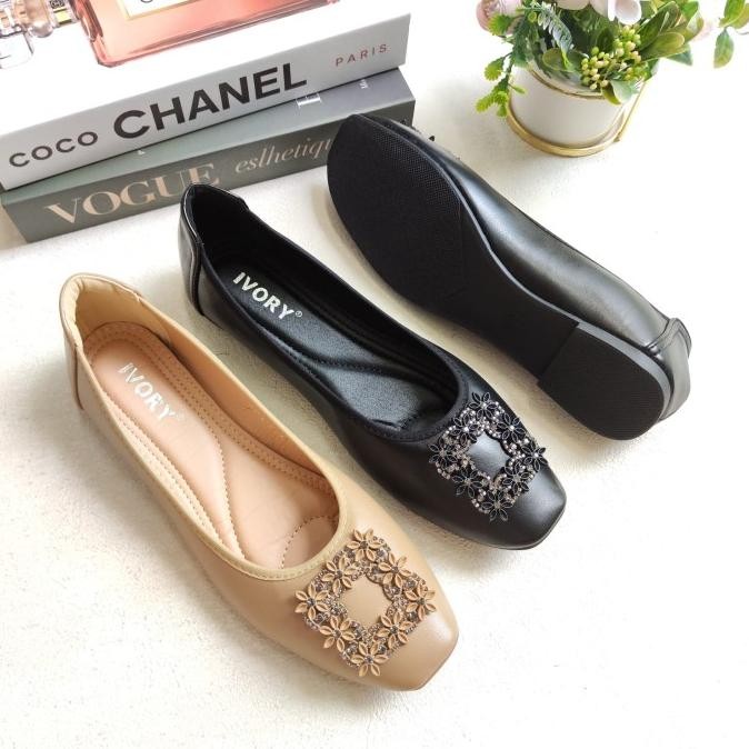 Jual Ivory Sepatu Wanita Flat Ukuran Besar Jumbo 41 42 43 44 B696-27