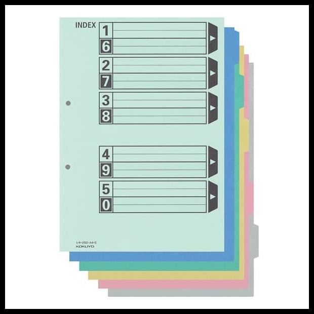 

Color Partition Card (For Flat File) A4 Vertical 5Color - 10Pasang