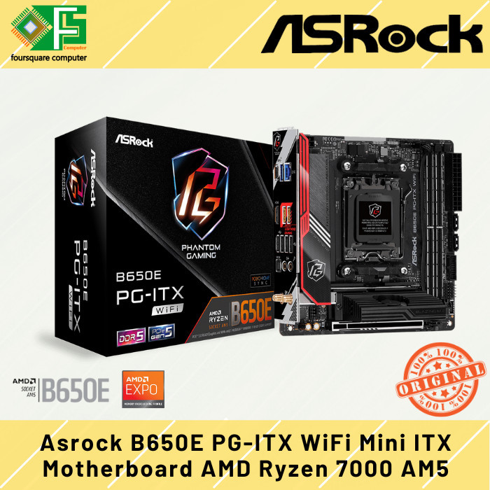 BISA GOSEND! MOTHERBOARD ASROCK B650E PG-ITX WIFI AM5 AMD RYZEN 7000 MINI ITX TERMURAH