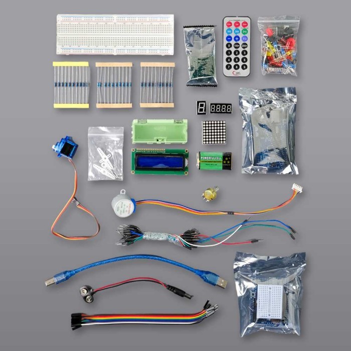 1 Set Arduino uno r3 advance kit paket komplit software coding