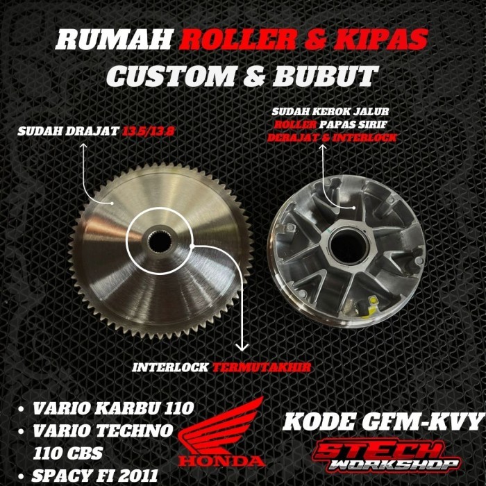 Pulley Set Rumah Roller Beat Karbu Scoopy Karbu Spacy Custom Bubut