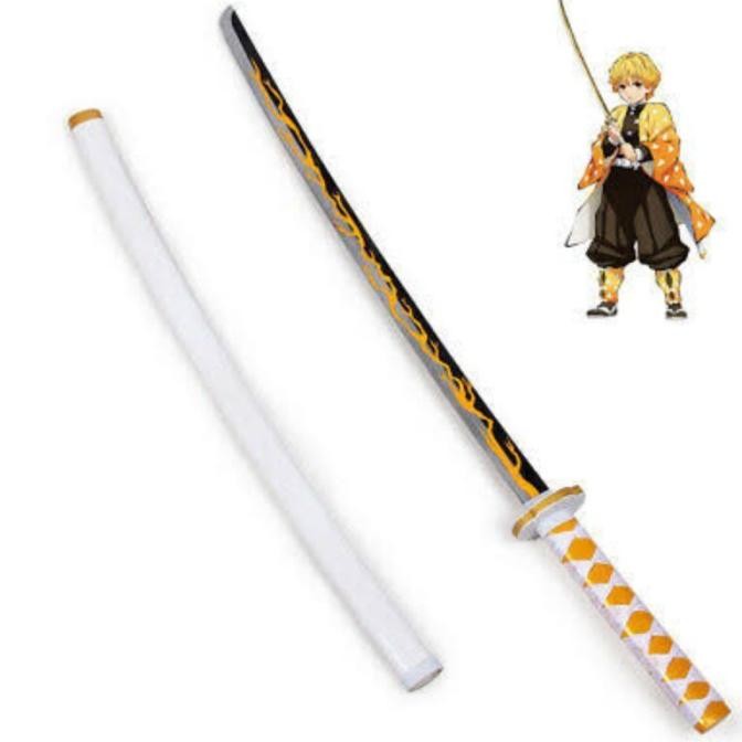 KOSTUM PRIA katana kayu kimetsu no yaiba DEMON SLAYER ZENITSU