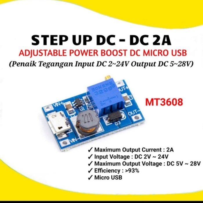 step up dc to dc micro usb boost 2a power modul module penaik tegangan