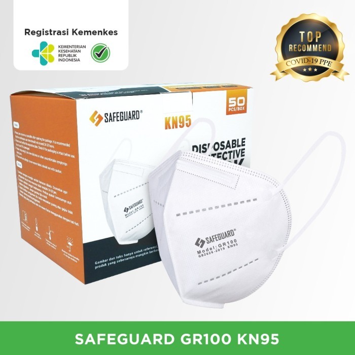 Murah Masker KN95 Safeguard GR 100 KEMENKES isi 50 pcs Non COD