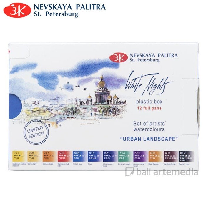 

Nevskaya White Night W/C URBAN LANDSCAPE Set 12 Full Pans Plastic Box