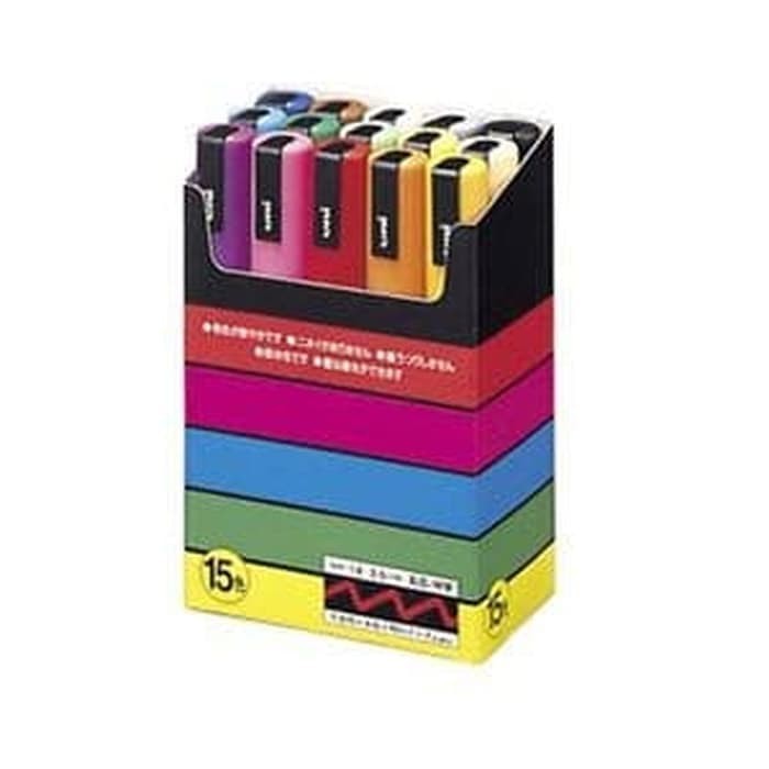 Uni posca marker PC-5M - spidol set 15 warna