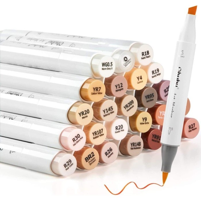 

Ohuhu Skin Tone Alcohol Markers Brush Tip chisel & brush