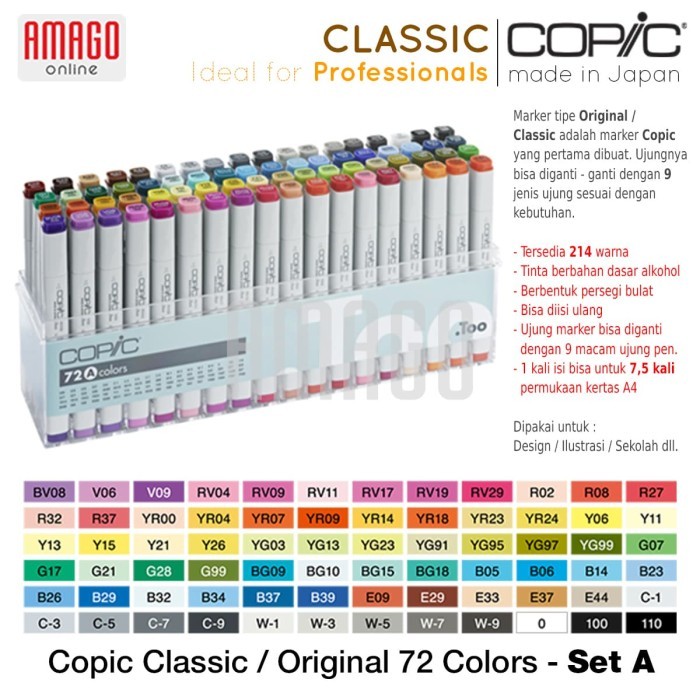 

COPIC CLASSIC - SET 72 COLOR SET A - CMK/72A
