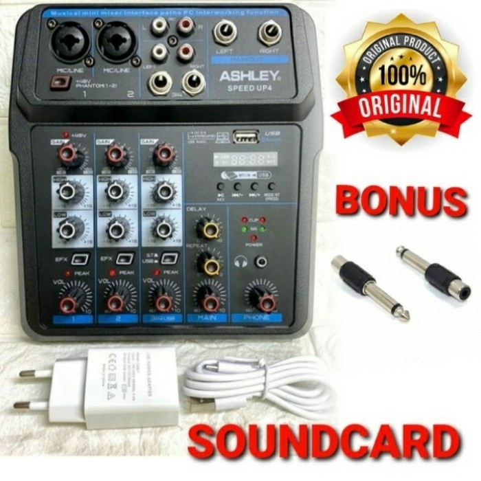 Audio Mixer 4 Channel Ashley Sm 402 Bonus 2 Jack Output