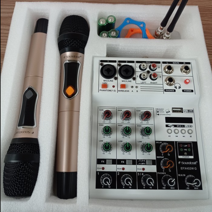 Mixer Mini/Mixer Audio Soundcraft Efx 402W Gold 4Ch + 2Bh Mic Wireless Usb-Bluetooth Warna Glod