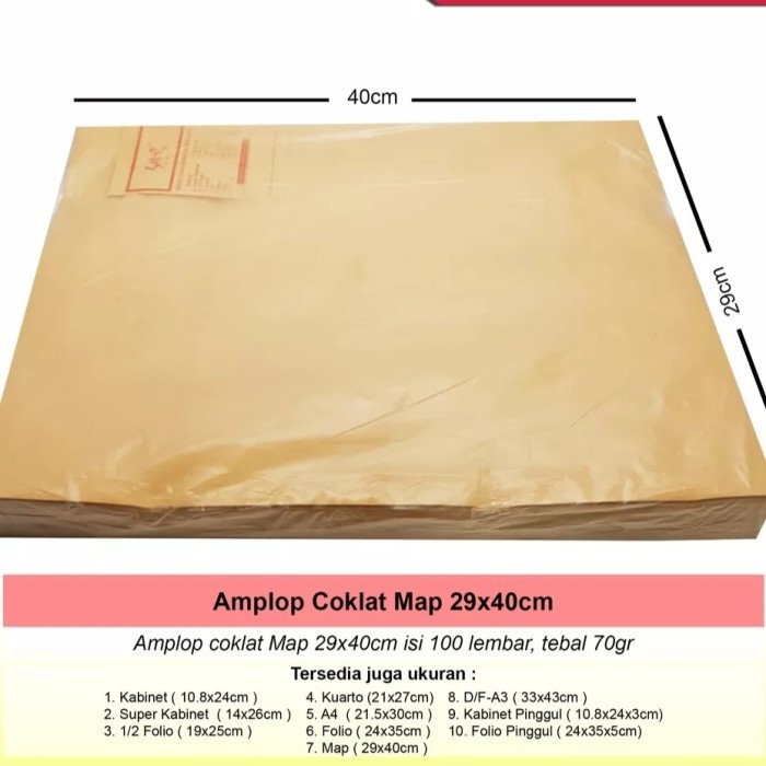 

Sale Amplop Coklat Map (29X40 Cm)