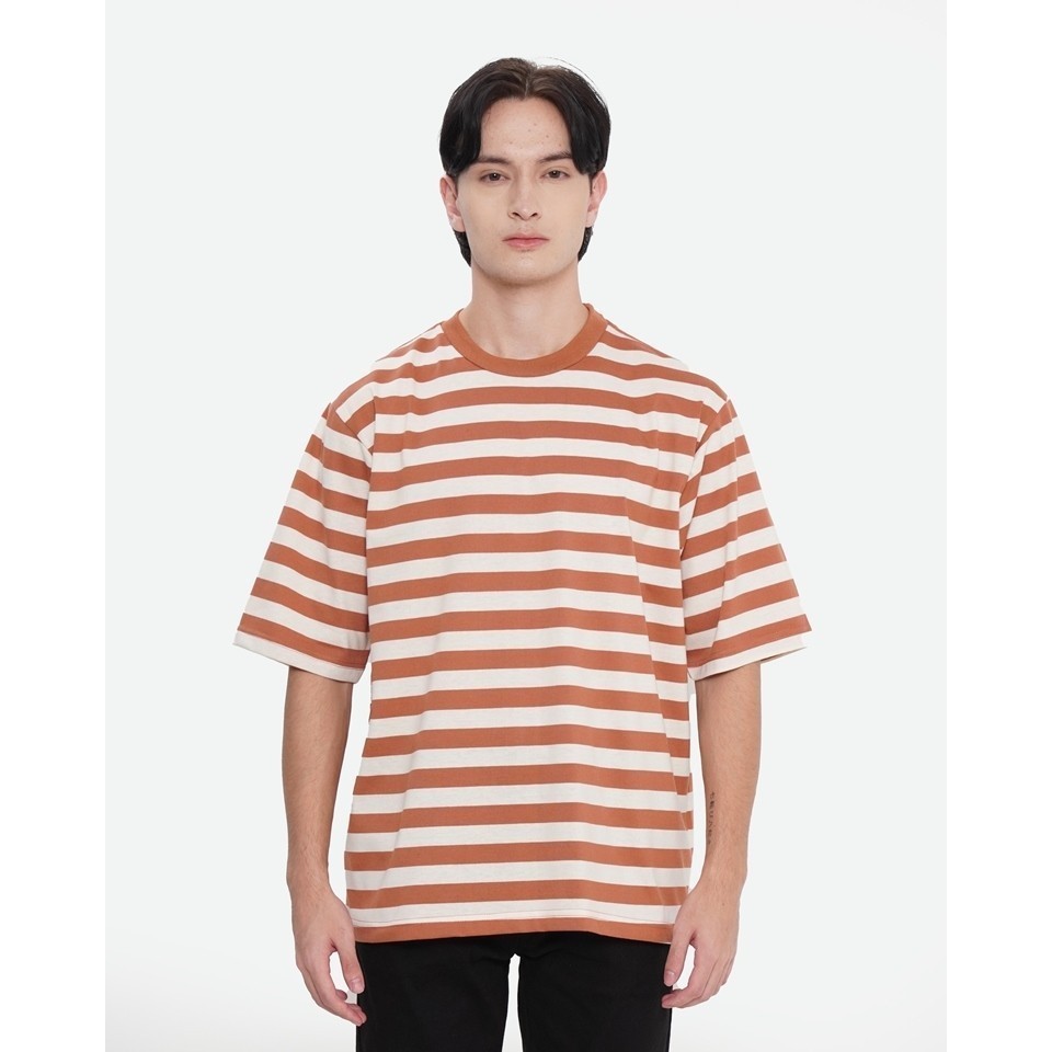 Erigo T-Shirt Stripe Corley Medium Striped Brown - Kaos Unisex