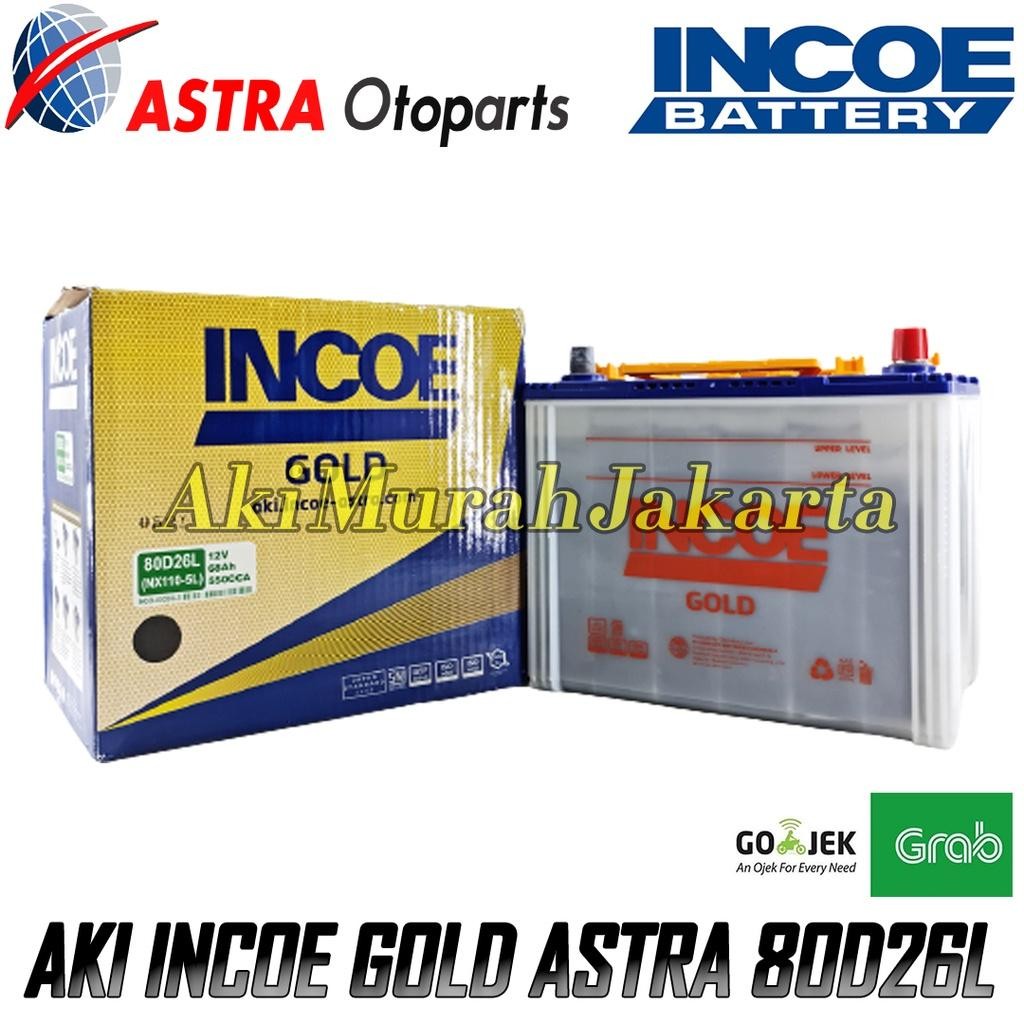 Aki Mobil Toyota Fortuner Diesel 80D26L Incoe Gold Astra Aki Basah 12V / 70Ah