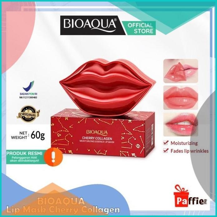 BIOAQUA masker bibir Lip Mask 60g Cherry collagen perawatan bibir BPOM