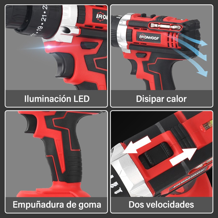 IRONHOOF Mesin Bor Baterai 80N.M Bor listrik Drill Cordless Impact Drill Electric Screw Driver