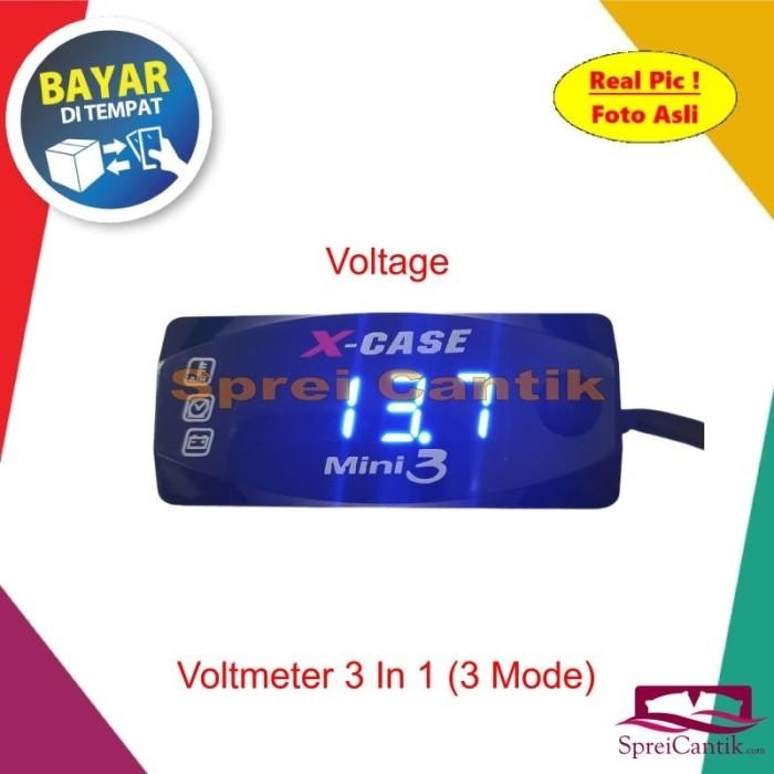 [Promo] Volt Meter Motor Digital 3 In 1 (Aki, Jam Dan Suhu Udara)