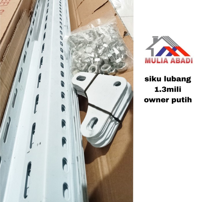 Besi Siku Lubang 1.3Mili Owner Putih / Besi Siku Lubang Putih