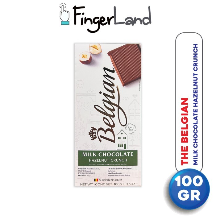 

THE BELGIAN Milk Chocolate with Hazelnut Cruch 100 gram Cokelat Susu LIMITED EDITION