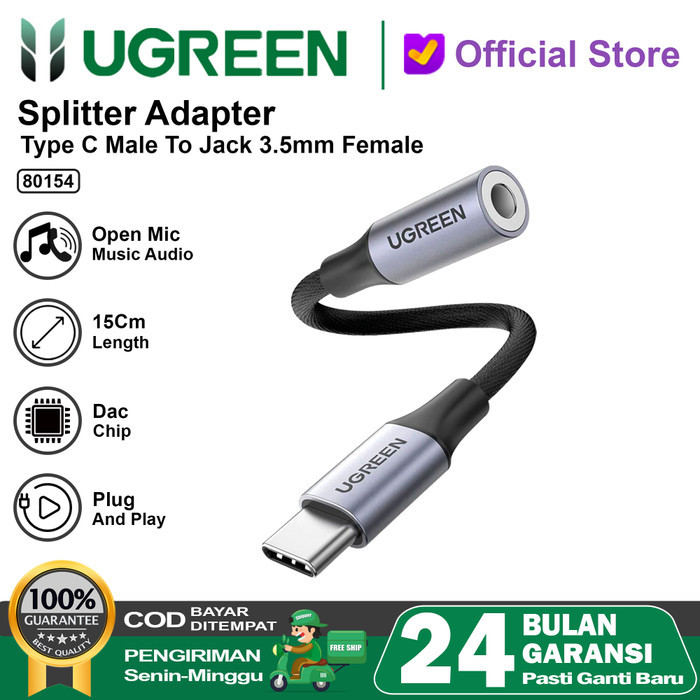 Converter Splitter DAC Type C ke Jack 3.5mm+Type C Charging Audio Call