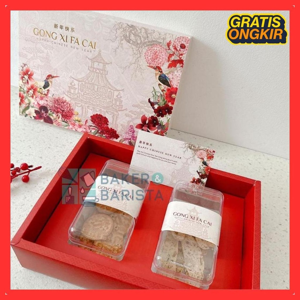 

Imlek Box 2 Or 3 Toples Red Bird Cny Hampers Box Kotak Toples Kue Kering / Imlek Gift Hampers New Product
