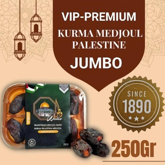 

Baru Kurma Medjoul Jumbo @ 250 Gr Vip Premium Quality Watan Palestina