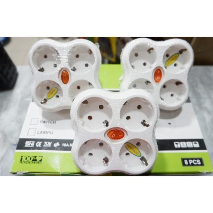READY STOP KONTAK T MULTI COLOKAN LISTRIK 4 LUBANG MATSUI + SAKLAR SNI