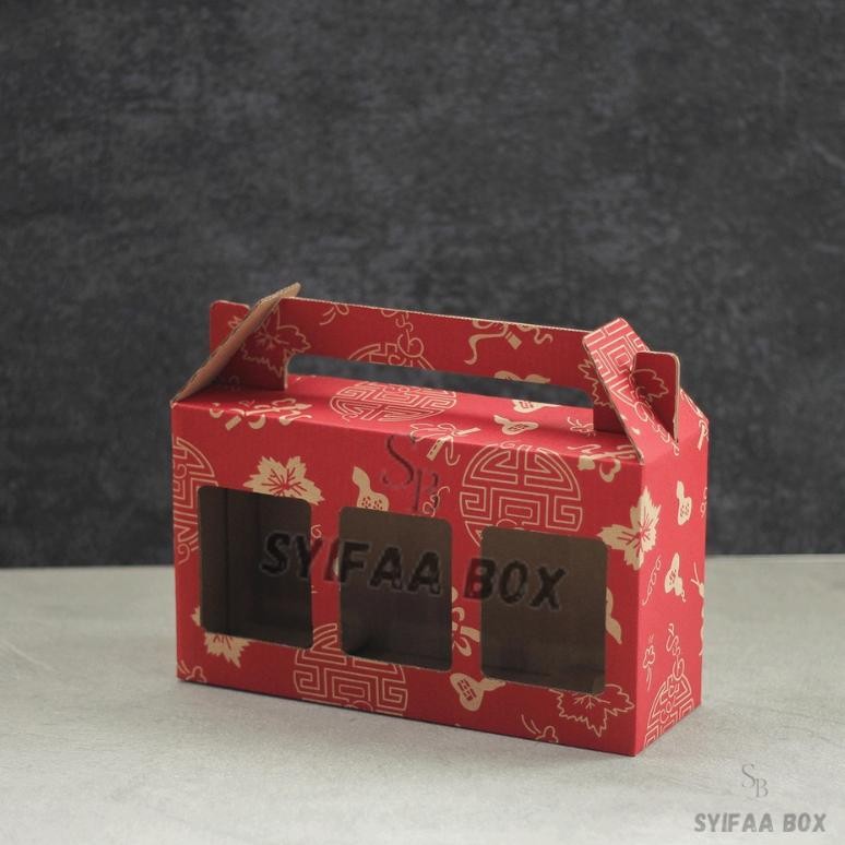 

BR - ( 10 pcs ) Box Jinjing 3 Toples Jar 250ml Imlek Sincia Kardus Tenteng Kemasan Hampers Chinese New Year TERLARIS