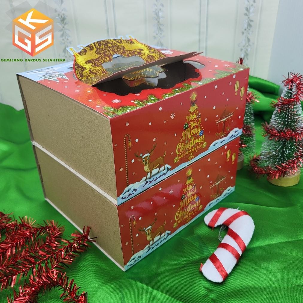 

BR - 10pcs Box Hampers Natal [FREE HANG TAG] | Ukuran 1 Toples 500gr | Ukuran 2 Toples 350gr | Box Hampers Christmas | Box Natal | Box Christmas | Dus Kue Kering | Dus Natal TERLARIS