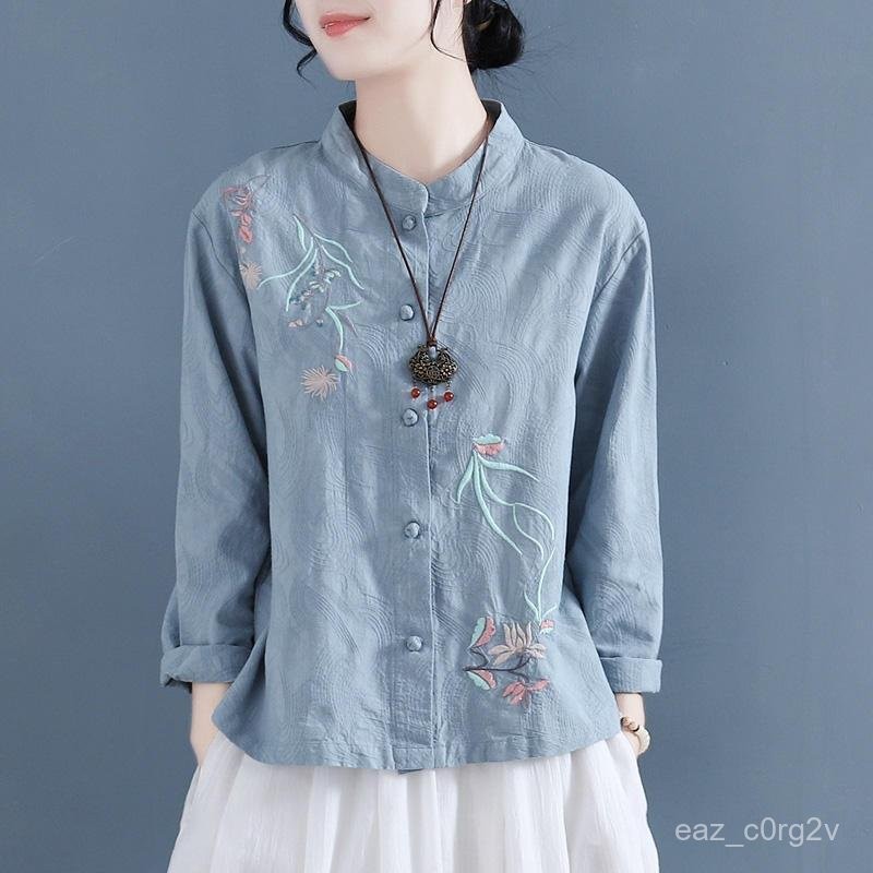 Order Asli Perdagangan Luar Negeri Pakaian Wanita Merek OEM Barang Cuci Gudang Musim Gugur Katun Lin