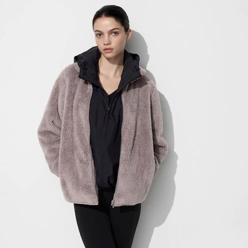 Murah UNIQLO Women Jaket Fluffy Yarn Wanita Fleece Bulu Lembut Brown Non COD