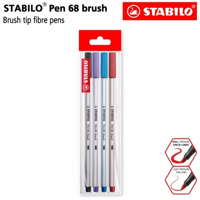 

TERBARU STABILO Pen 68 Brush Set 4pcs Mix Random Colors / Premium Marker BISA GRAB!