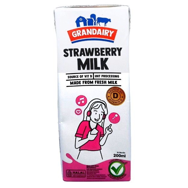 

S22612 GRANDAIRY STRAWBERRY SUSU UHT 200ML MAJU BERSAMA (20250313)