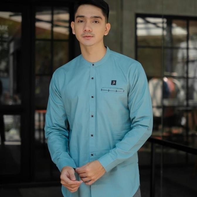 Kemko Pria Dewasa Baju Kemeja Koko Katun Warna Dusty Pink ADI