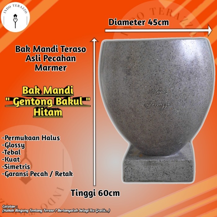 TERLARIS INDO TERAZZO BAK AIR KAMAR MANDI MINIMALIS TERASO MARMER GENTONG HITAM