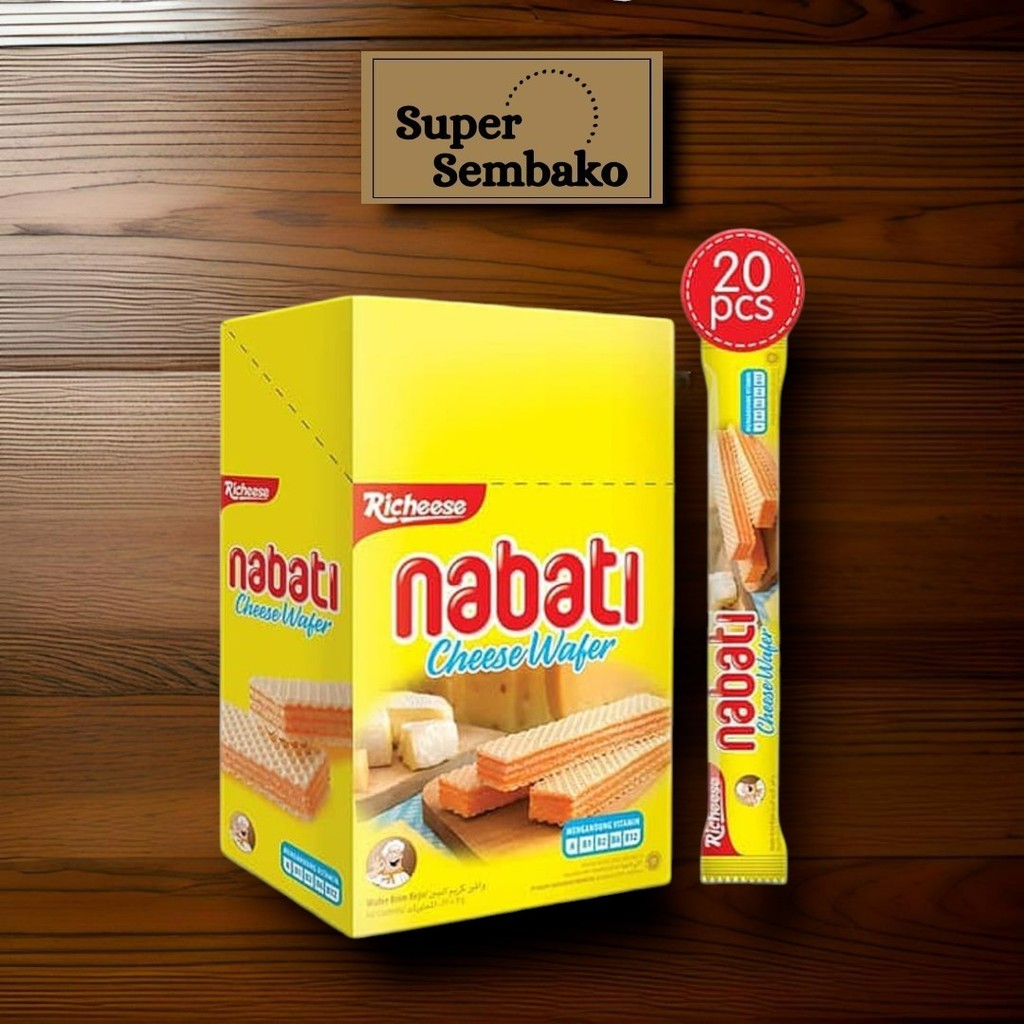 

SNACK MAKANAN RINGAN WAFER RICHEESE NABATI KEJU / NABATI WAFER 7g BOX ISI 20 PCS BUNGKUS