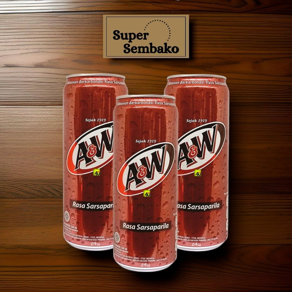 

MINUMAN SODA SEGAR AW A&W ROOT BEER / ROOTBEER RASA SARSAPILA KALENG 330ml