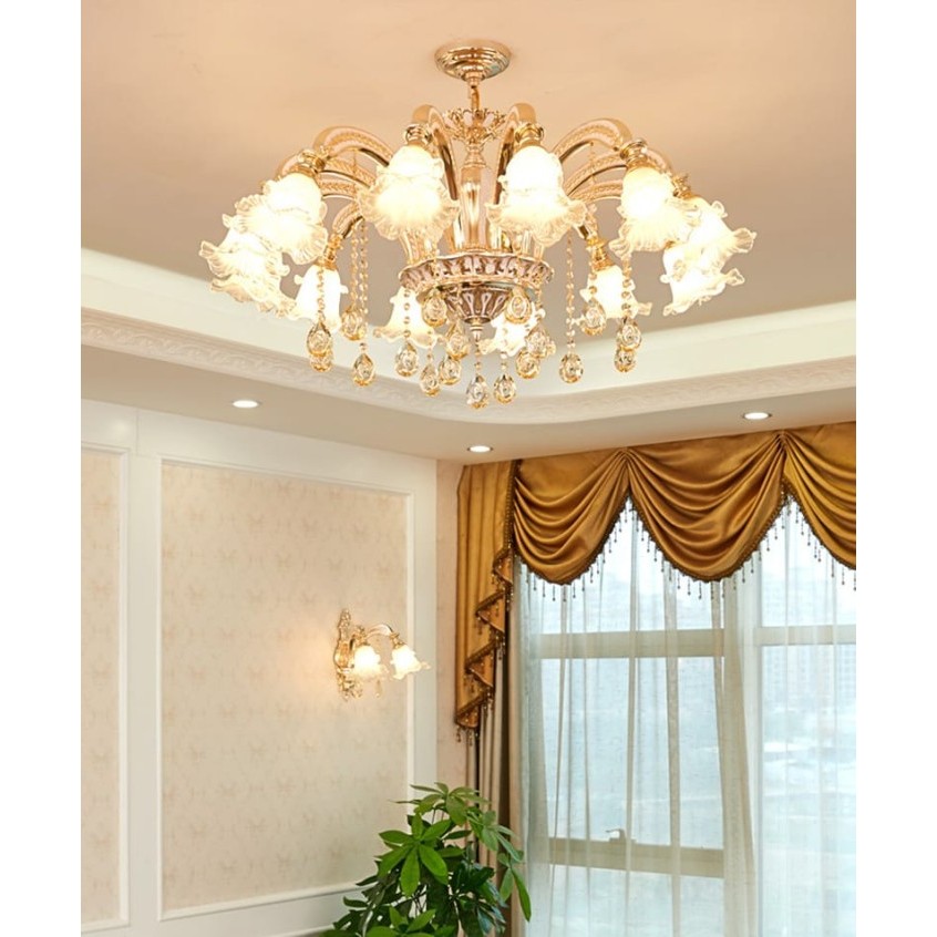 Lampu Hias Gantung Kristal Bunga Mewah / Lampu Gantung Ruang Tamu Murah