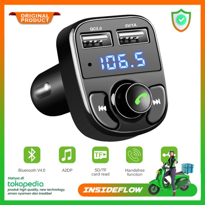 Blutooth Audio Receiver FM Bluetooth Bloototh Blutut USB Car Charger
