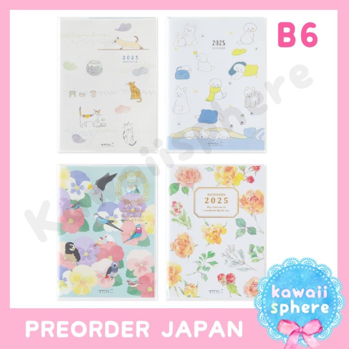 

Midori Pocket Diary 2025 Size B6 Monthly + Weekly MD Planner 2025 Cat/Dog/Bird/Floral Preorder