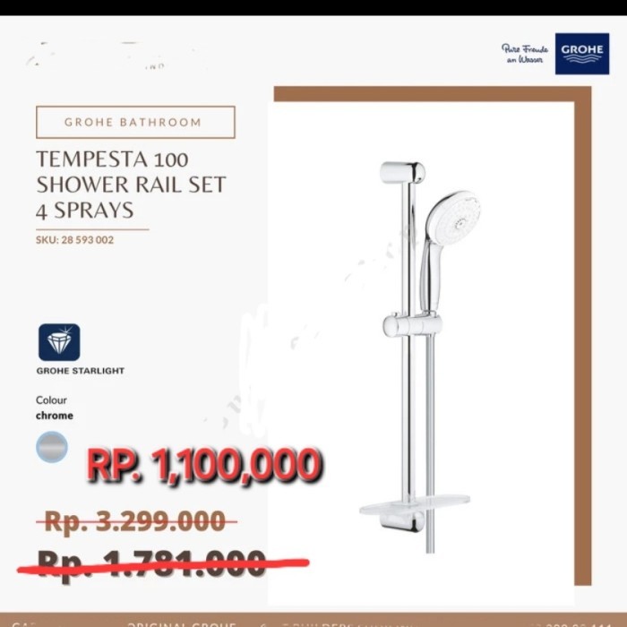 PROMO GROHE RAIL SHOWER TEMPESTA 100 28593002
