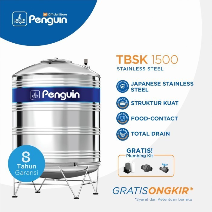 Penguin Tangki | Toren | Tandon Air Stainless TBSK 1500 1500 liter