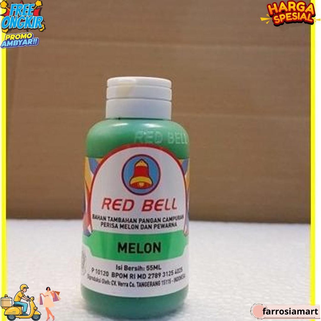 

Pewarna Dan Perisa Red Bell Rasa Melon 55Ml/Red Bell/Sumbo Red Bell Bj Promo 1.1