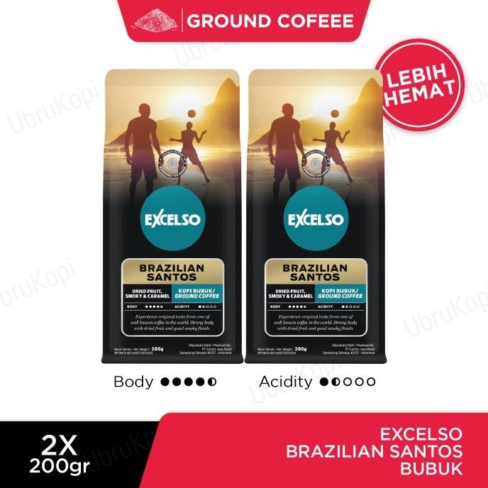 

Excelso Kopi Bubuk Brazilian Santos 200g Twin Pack