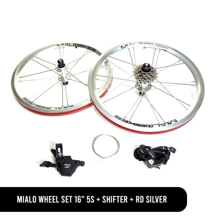 Mialo Wheelset 16" 305 5sp +Shifter +RD +Sprocket 5sp Silver Aluminum