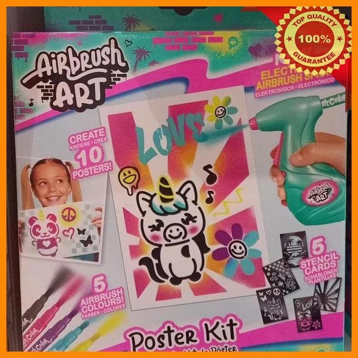

(BEC) SALE: AIR BRUSH ART POSTER KIT 10PCS 5COLOURS 5STENCIL CARD CANAL TOYS